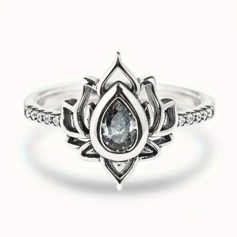 Silver plated lotus ring flower ring minimalist simple design jewelry si…